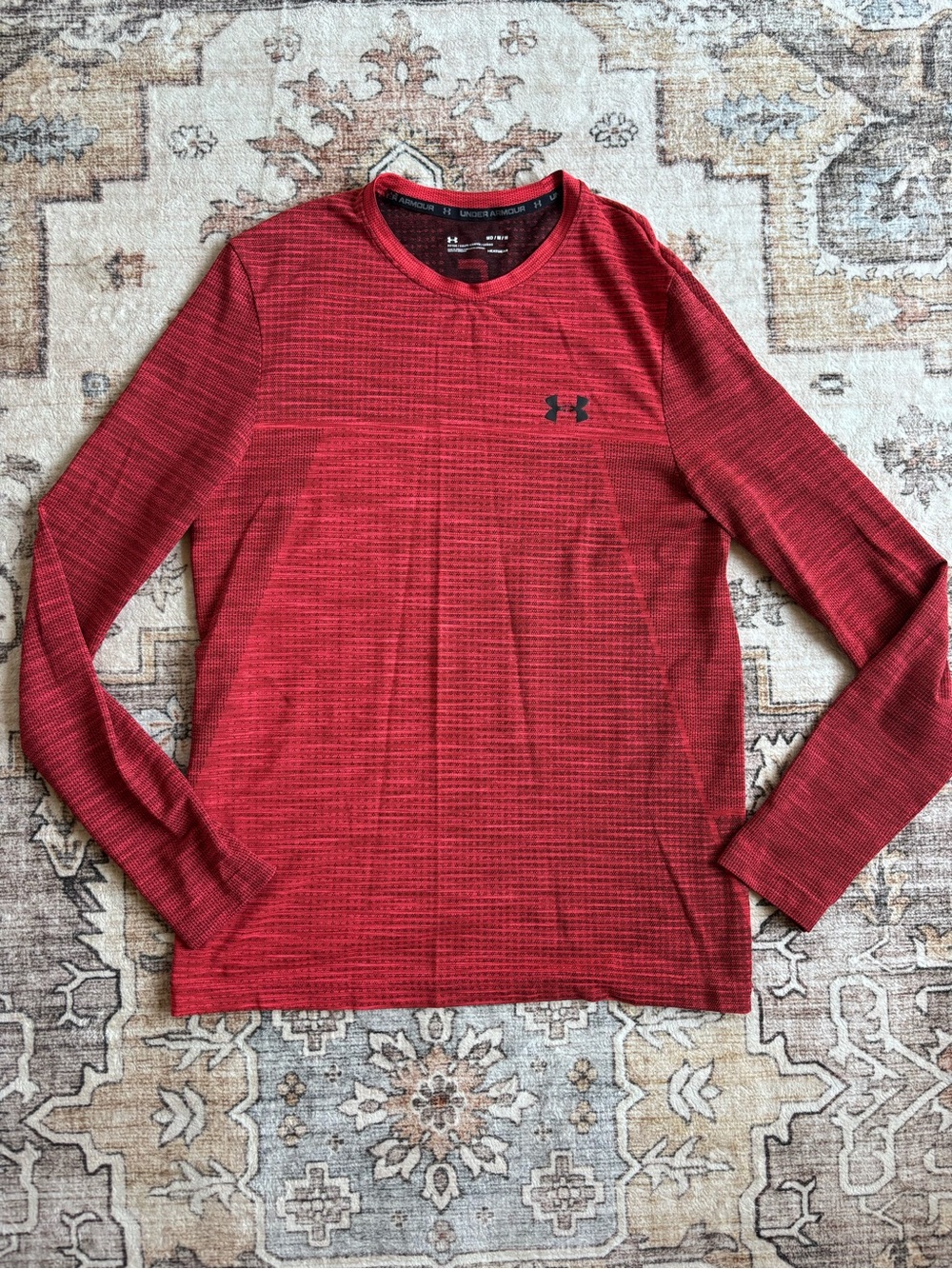 Under Armour Men’s Red Long-Sleeve Tech Tee with Black Logo